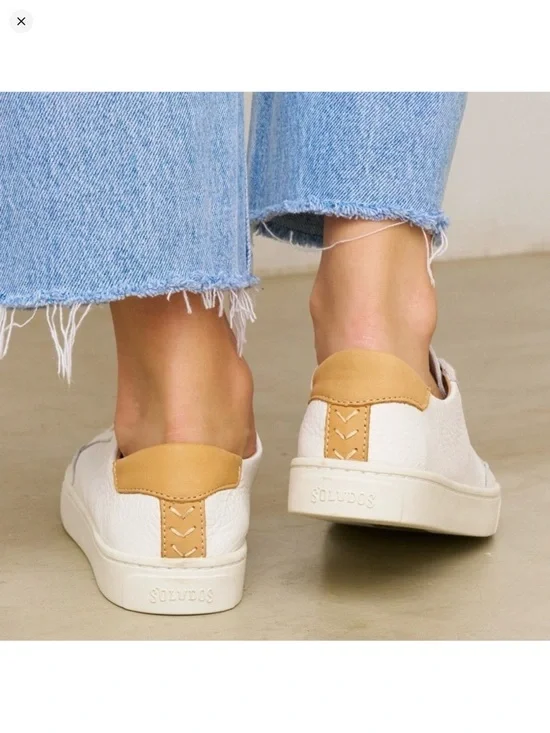 NEW Soludos The Ibiza Classic Sneaker White Tan Leather Women’s Shoe Size 7 New - Picture 3 of 11